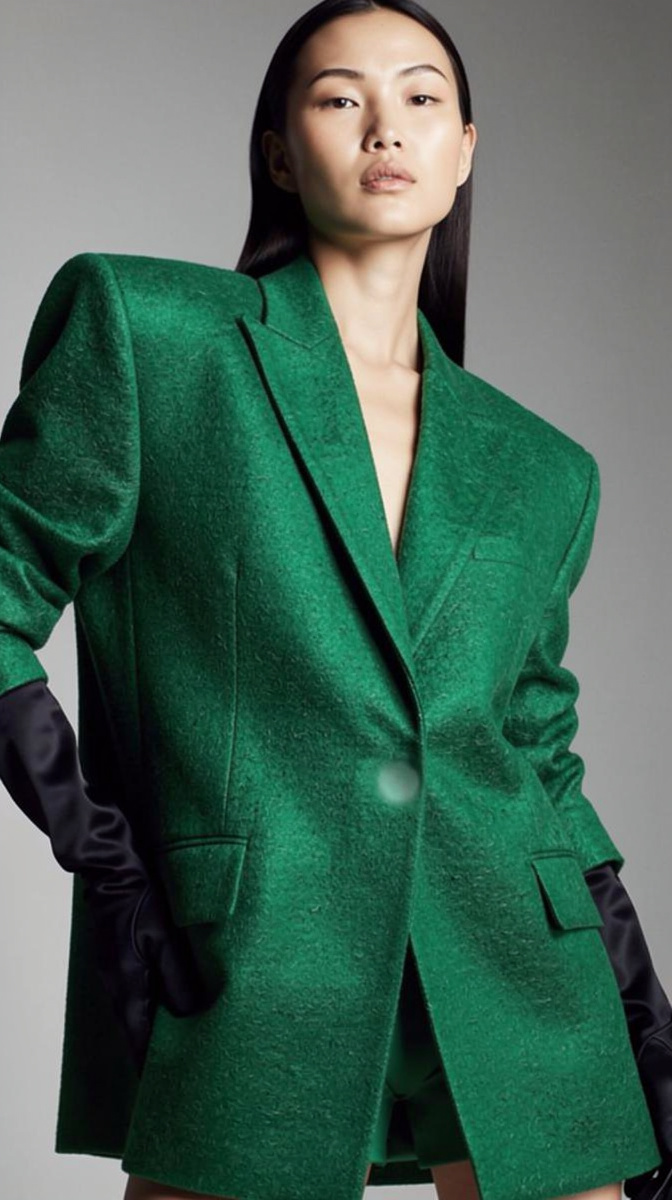 Serene Elegance in Emerald Power Suit