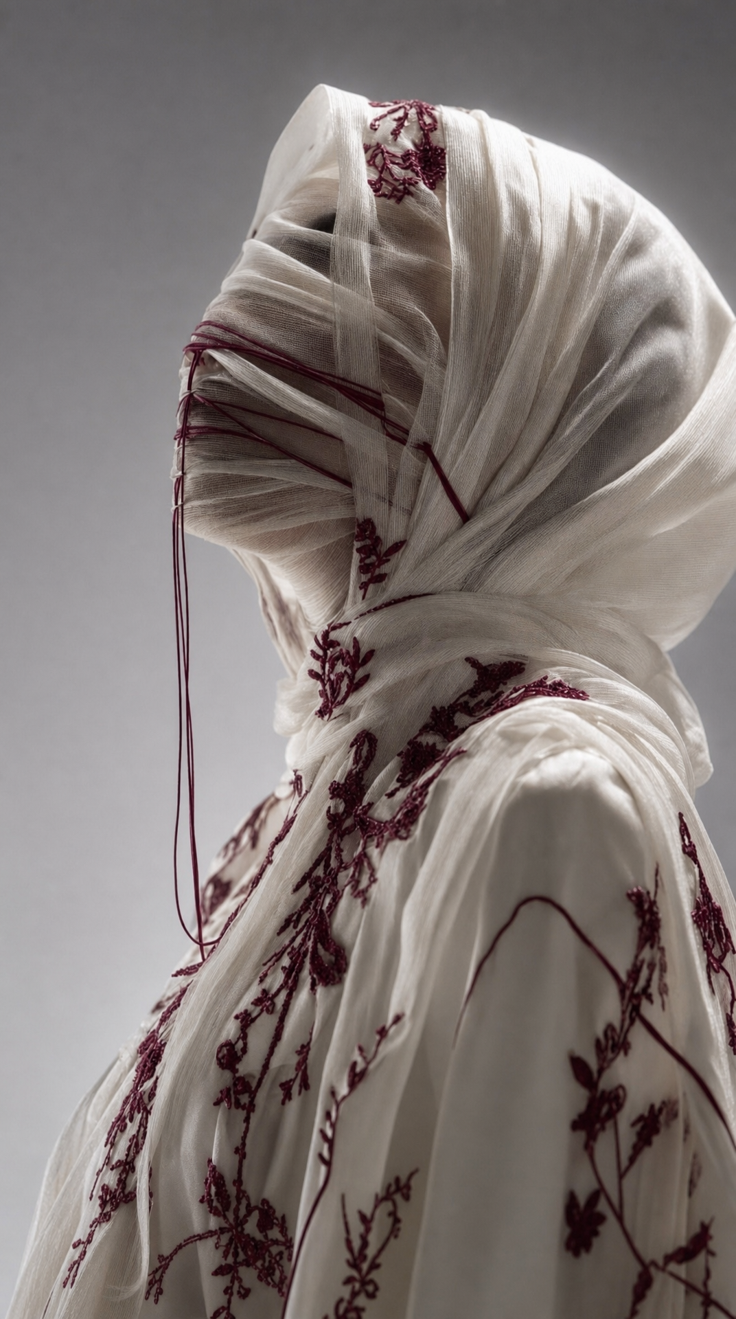 Side-Profile Veil Portrait in Ivory