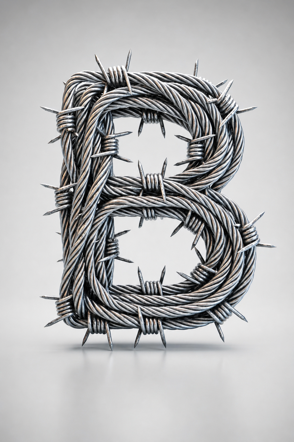 Silver Barbed-Wire Letter B Render