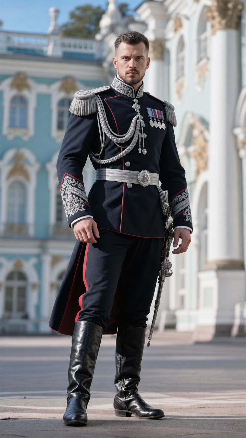 Stern Officer in Silver-Trim Uniform