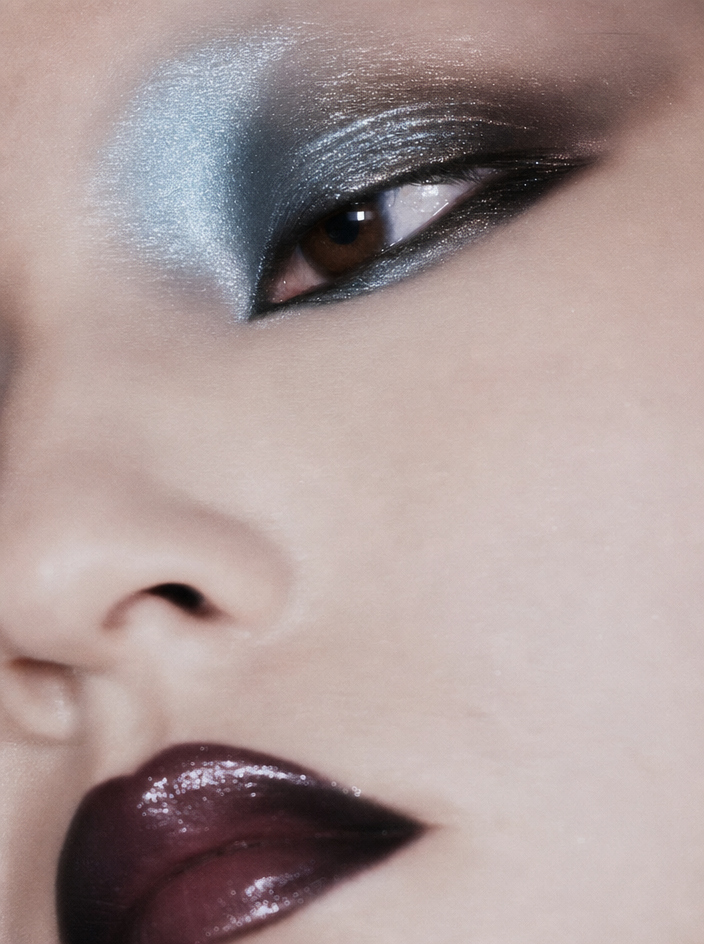 Sultry metallic glam close-up portrait