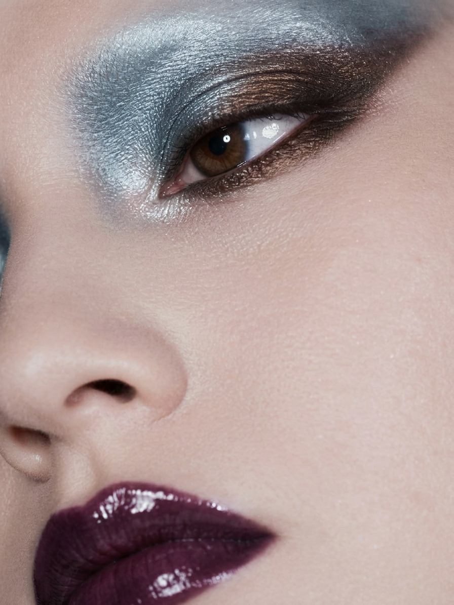 Sultry metallic glam close-up portrait