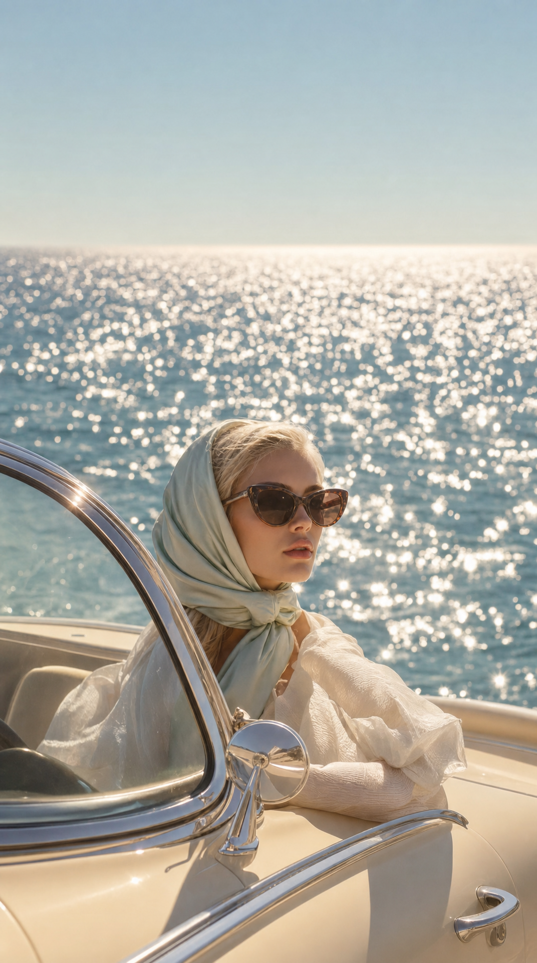Sunset Editorial Woman by the Sea