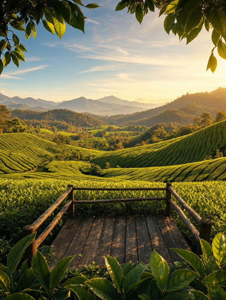Tea Valley at Golden-Hour Serenity