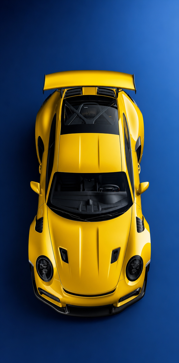 Top-Down Yellow Porsche GT2 RS