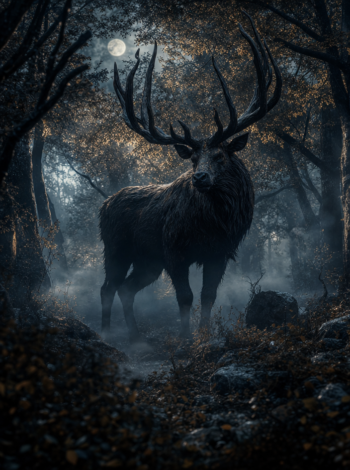 Twilight stag with massive antlers