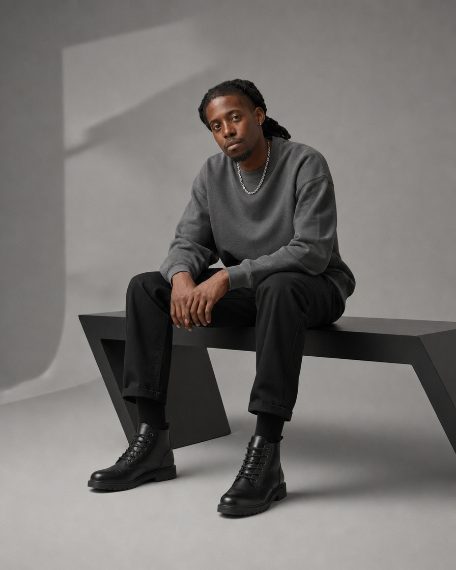 Understated Studio Portrait in Slate
