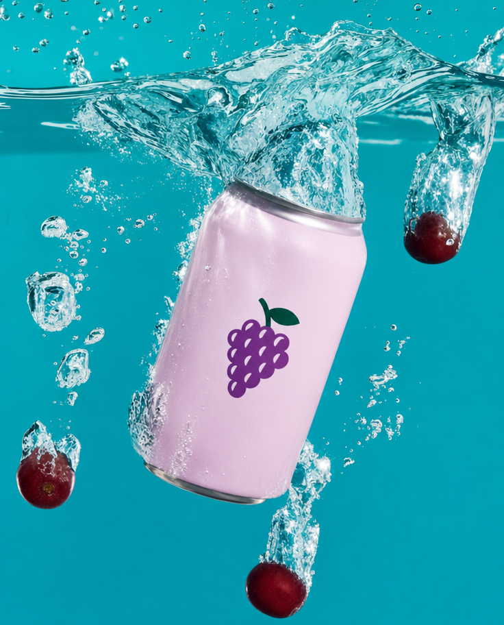 Underwater Grapes Sparkling Can Splash