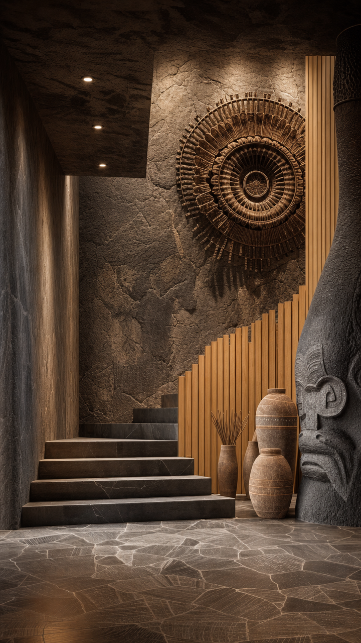 Warm Minimalist African Stairwell Interior