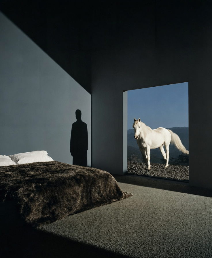 White Horse Through a Slate Doorway