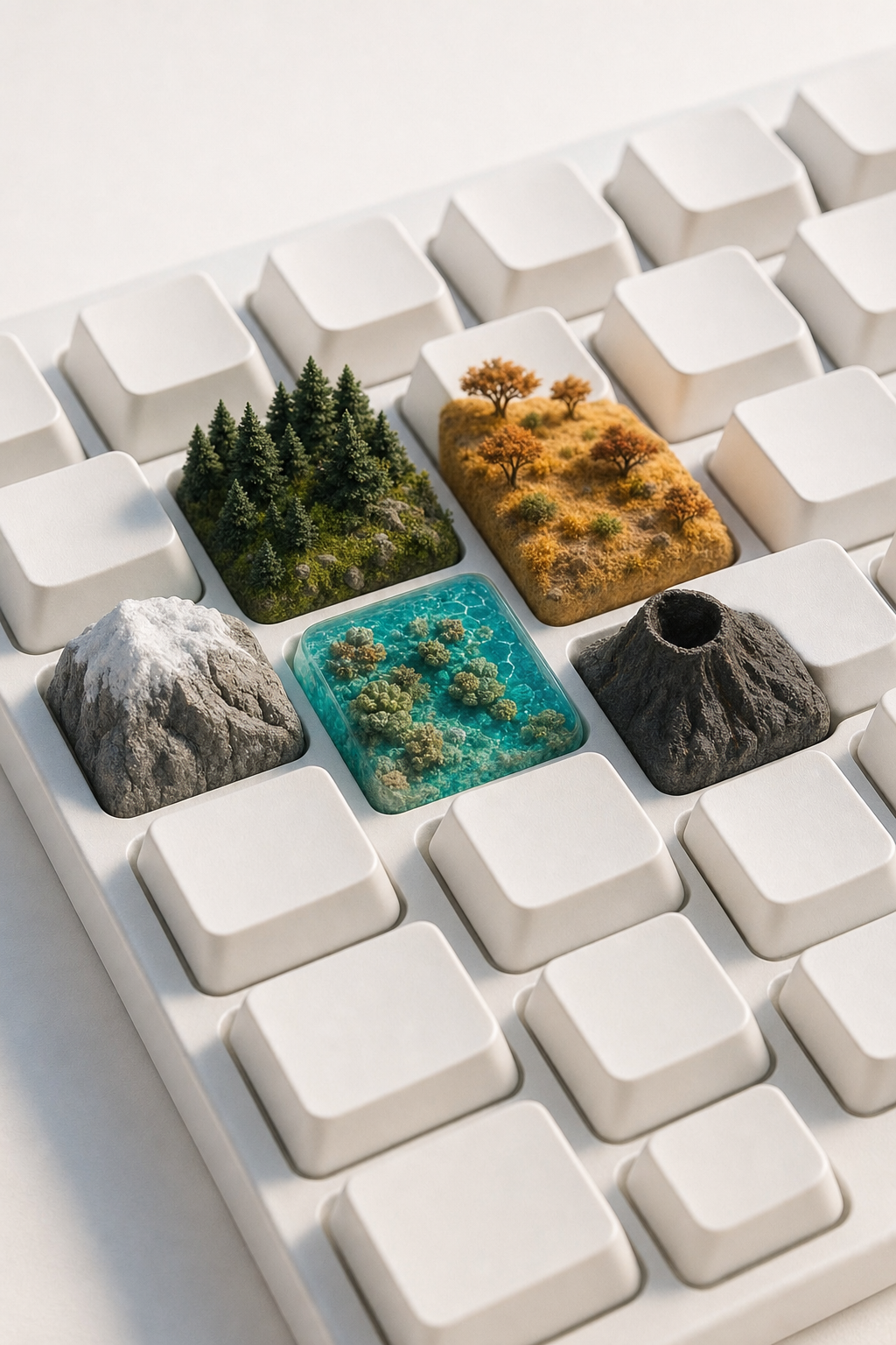 White keyboard with mini landscape keys