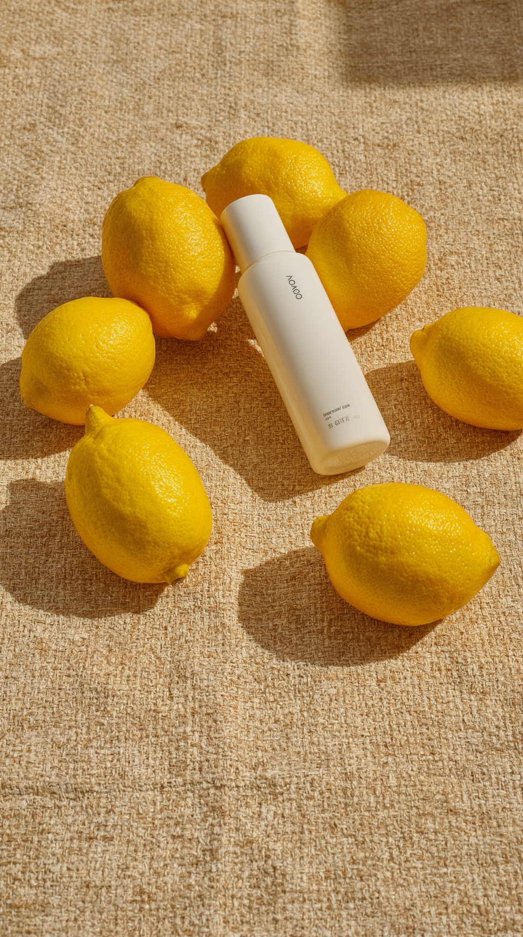 White lotion bottle with muted lemons