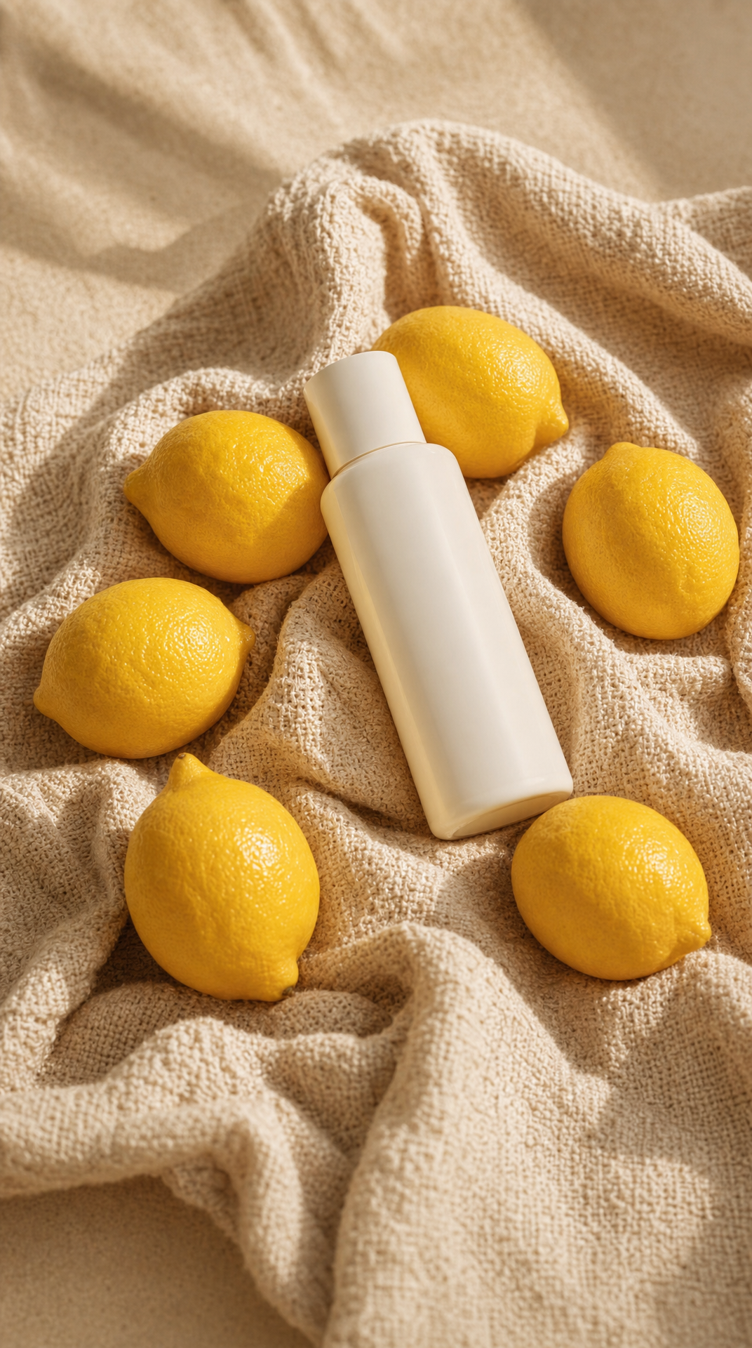 White lotion bottle with muted lemons