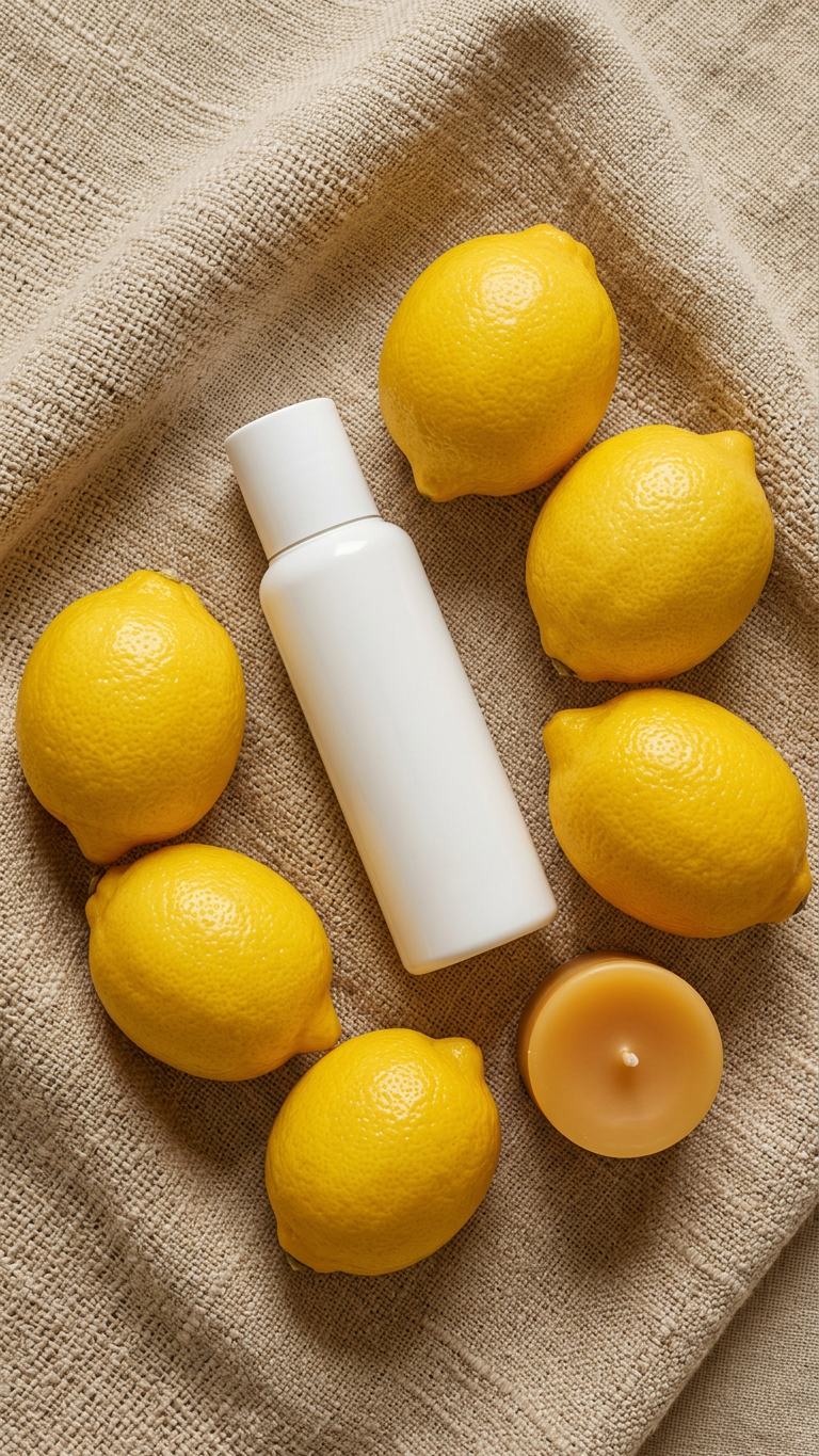 White lotion bottle with muted lemons — nano-banana-2