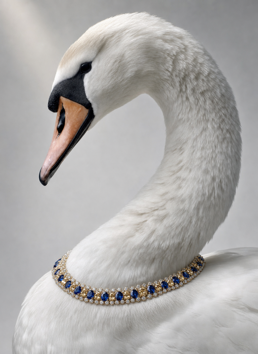 White swan in sapphire luxury portrait